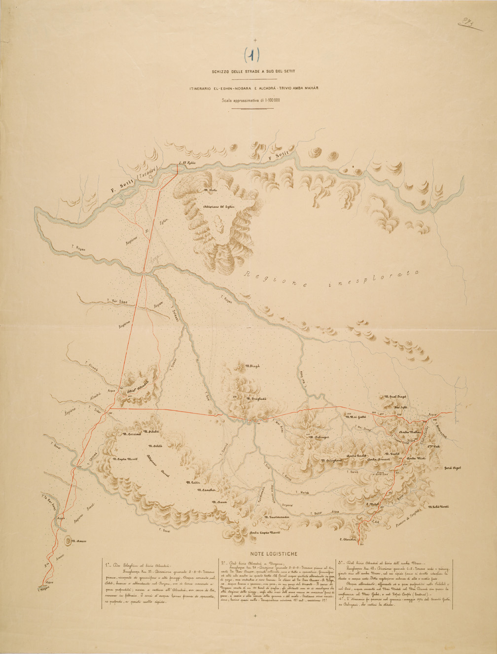 (N:30092) ITINERARI OLTRE IL SETIT - FOGLIO 1 - EL EGHIN NOGARA E ALCADRA TRIVIO AMBA MAHAR (SE003964) Carte e stampe antiche: riproduzione a colori su carta (formato A1)