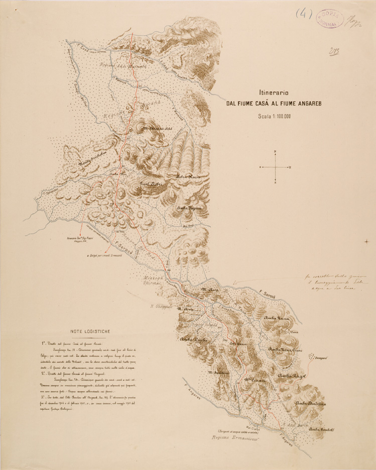 (N:30095) ITINERARI OLTRE IL SETIT - FOGLIO 4 - DAL FIUME CASA AL FIUME ANGAREB (SE003967) Carte e stampe antiche: riproduzione a colori su carta (formato A1)
