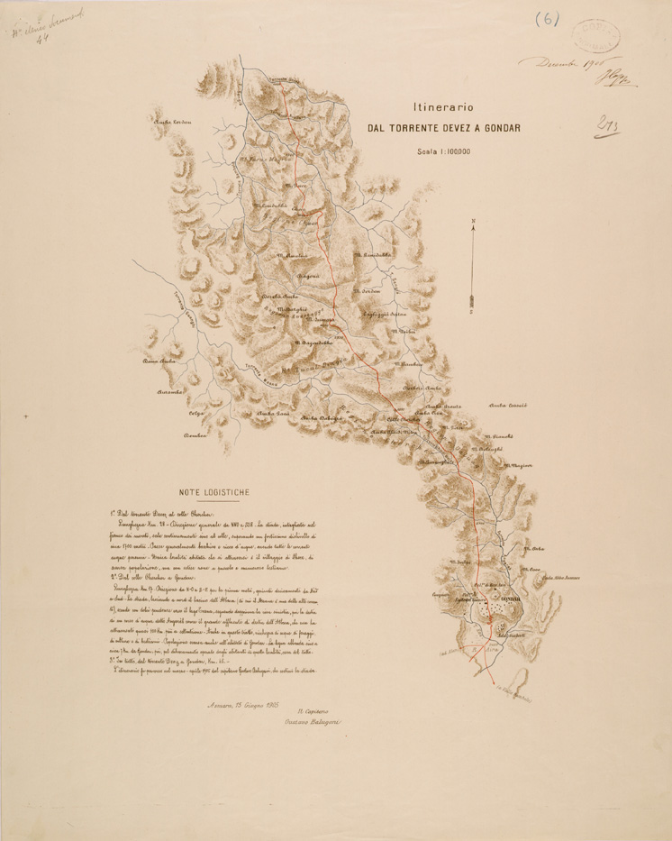 (N:30097) ITINERARI OLTRE IL SETIT - FOGLIO 6 - DAL TORRENTE DEVEZ A GONDAR (SE003969) Carte e stampe antiche: riproduzione a colori su carta (formato A1)