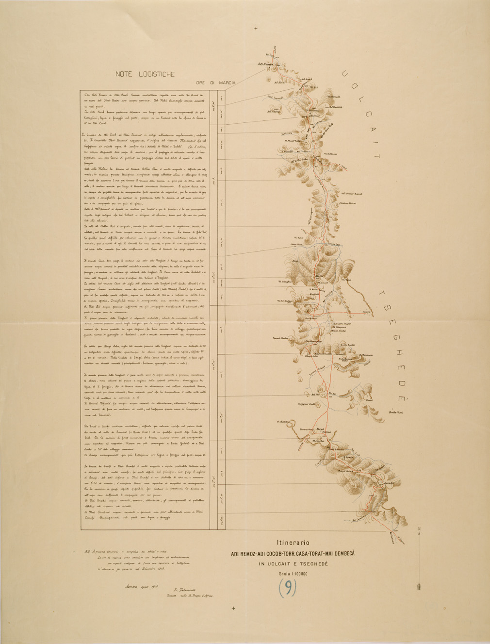 (N:30104) ITINERARI OLTRE IL SETIT - FOGLIO 9 - ADI REMOZ ADI COCOB TORR CASA TORAT MAI DEMBECA IN UOLCAIT E TSEGHEDE (SE003972) Carte e stampe antiche: riproduzione a colori su carta (formato A1)