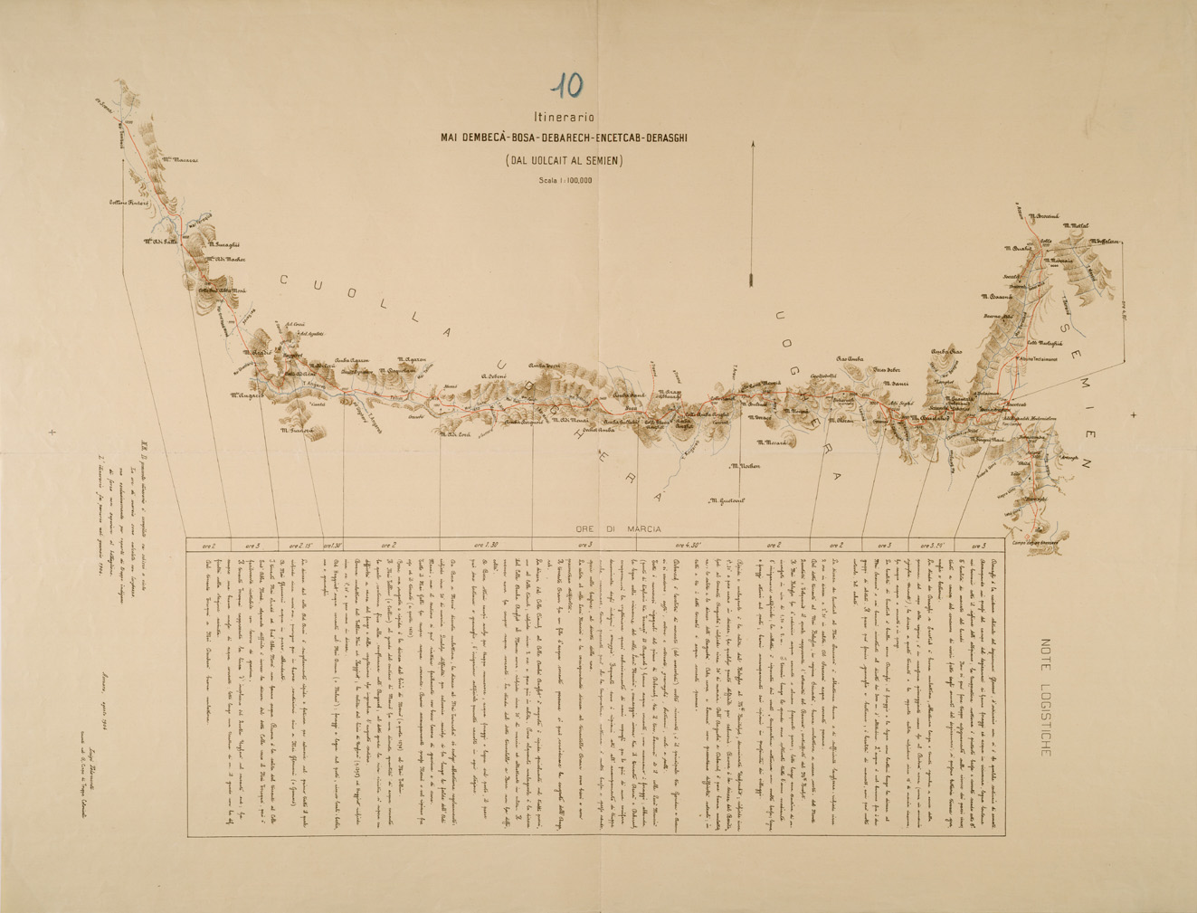 (N:30105) ITINERARI OLTRE IL SETIT - FOGLIO 10 - MAI DEMBECA BOSA DEBARECH ENCETCAB DERASGHI DAL UOLCAIT AL SEMIEN (SE003973) Carte e stampe antiche: riproduzione a colori su carta (formato A1)