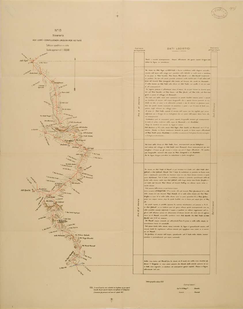 (N:30168) ITINERARIO 19 ADI UGRI CONFLUENZA UNGUIA PER AD TAFA (SE004005) Carte e stampe antiche: riproduzione a colori su carta (formato A1)