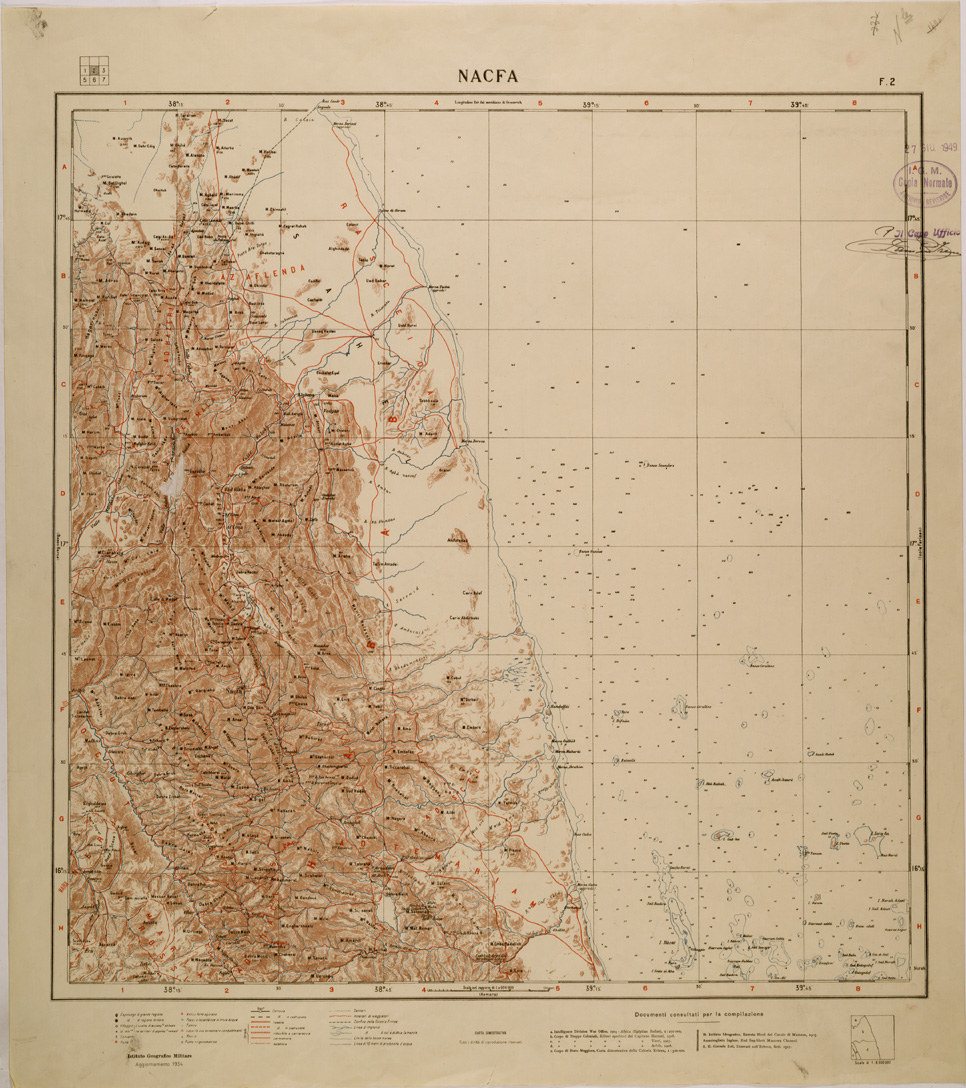 (N:30203) CARTA DIMOSTRATIVA DELLA COLONIA ERITREA E DELLE REGIONI ADIACENTI - FOGLIO 2 - NACFA (SE004033) Carte e stampe antiche: riproduzione a colori su carta (formato A1)