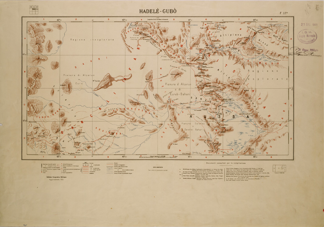 (N:30215) CARTA DIMOSTRATIVA DELLA COLONIA ERITREA E DELLE REGIONI ADIACENTI - FOGLIO 11 BIS - HADELE GUBO (SE004045) Carte e stampe antiche: riproduzione a colori su carta (formato A1)