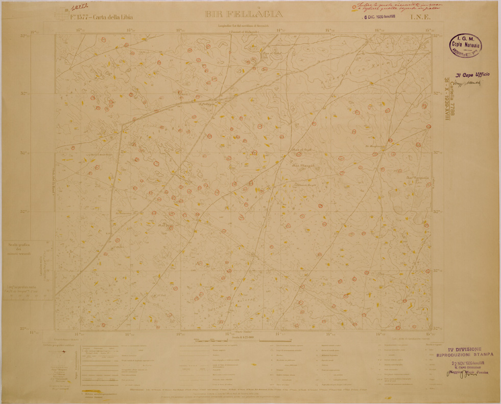 (N:30227) CARTA DELLA LIBIA - FOGLIO 1577 I NE - BIR FELLAGIA (SE004107) Carte e stampe antiche: riproduzione a colori su carta (formato A1)
