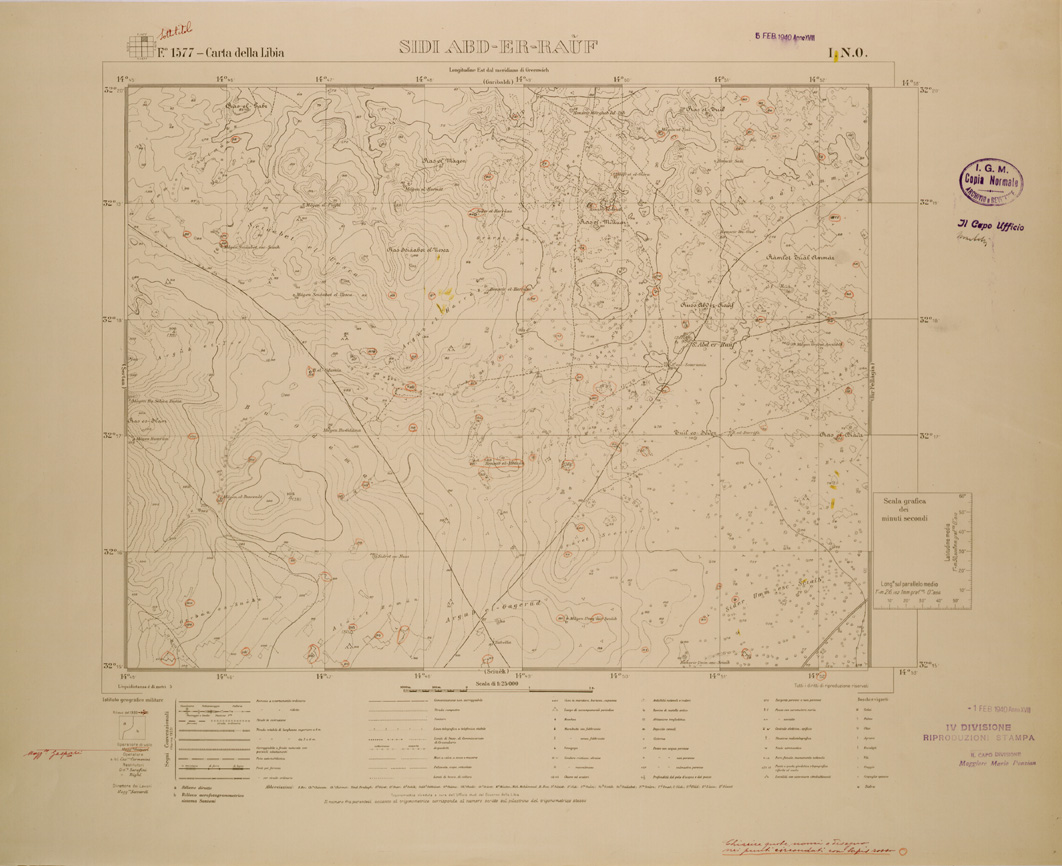(N:30230) CARTA DELLA LIBIA - FOGLIO 1577 I NO - SIDI ABD - ER - RAUF (SE004110) Carte e stampe antiche: riproduzione a colori su carta (formato A1)