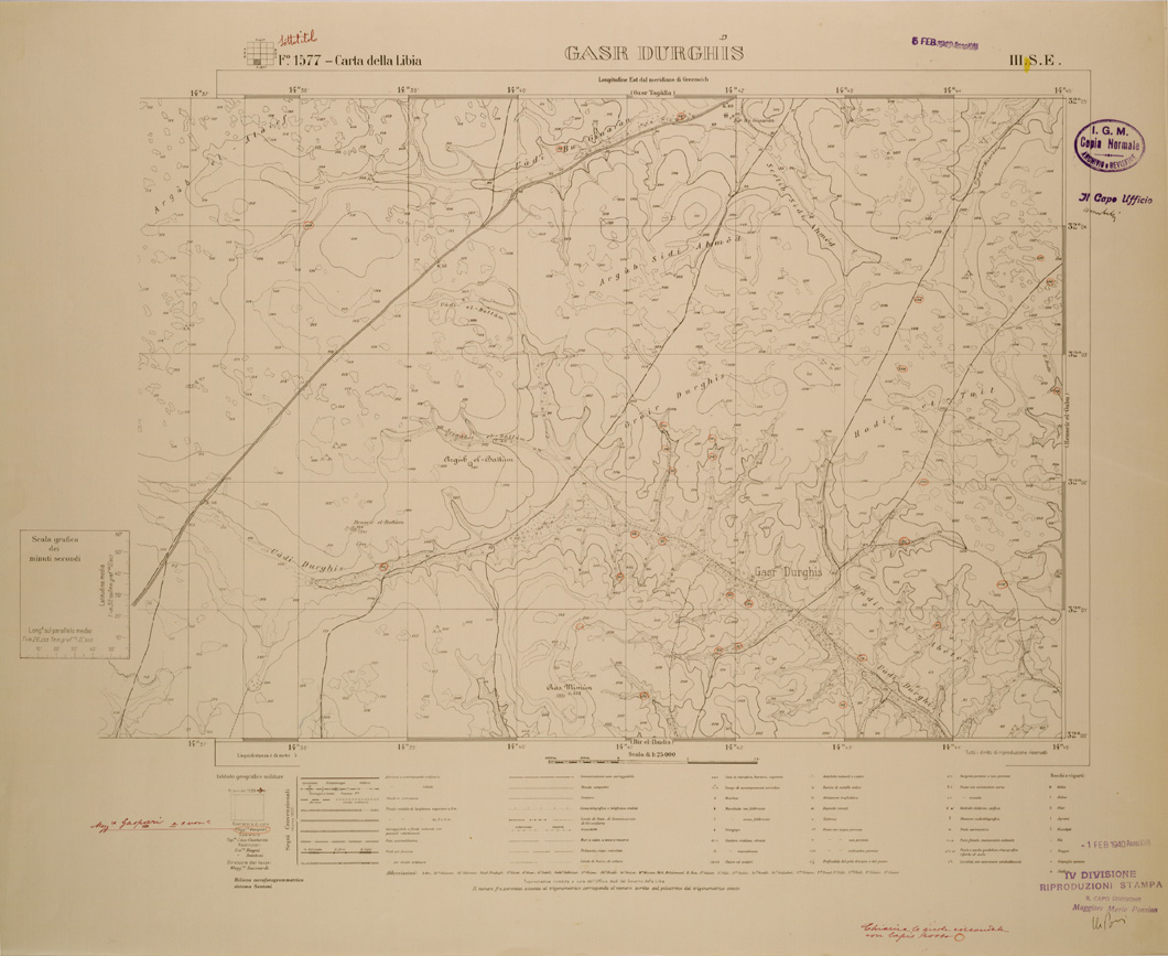 (N:30236) CARTA DELLA LIBIA - FOGLIO 1577 III SE - GASR DURGHIS (SE004116) Carte e stampe antiche: riproduzione a colori su carta (formato A1)