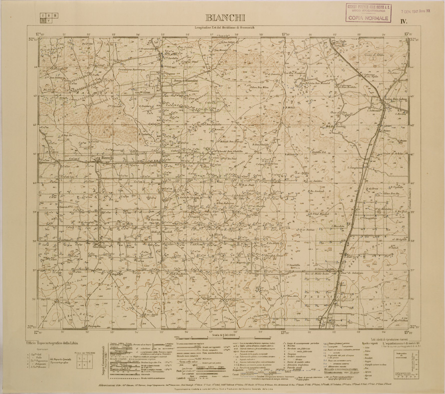 (N:30251) TRIPOLI E DINTORNI - FOGLIO IV - BIANCHI (SE004131) Carte e stampe antiche: riproduzione a colori su carta (formato A1)