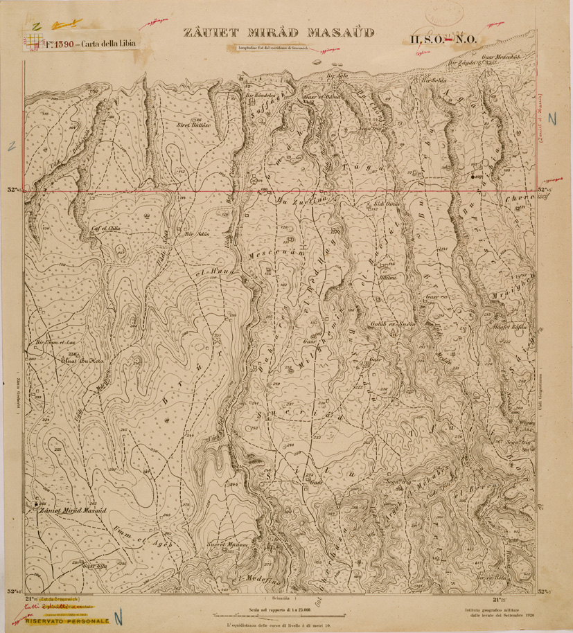 (N:30556) CARTA DELLA LIBIA FOGLIO 1390 II SO NO ZAUIET MIRAD MASAUD (SE004177) Carte e stampe antiche: riproduzione a colori su carta (formato A1)