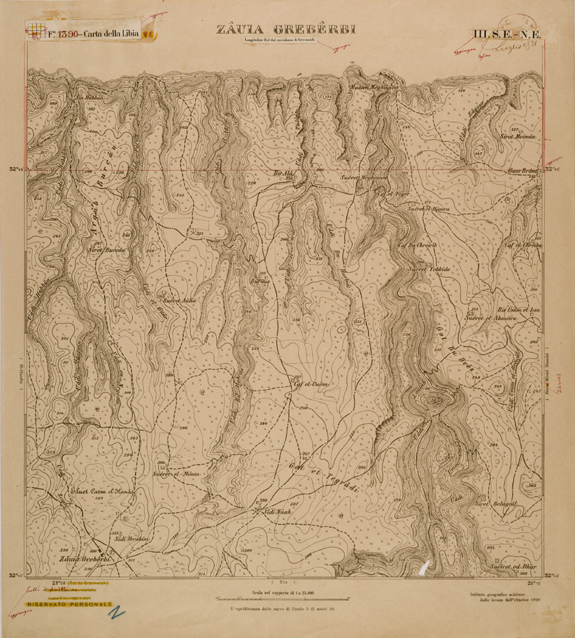 (N:30565) CARTA DELLA LIBIA FOGLIO 1390 III SE NE ZAUIA GREBERBI (SE004178) Carte e stampe antiche: riproduzione a colori su carta (formato A1)