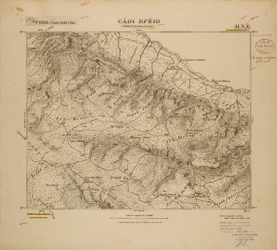 (N:30702) CARTA DELLA LIBIA FOGLIO 1392 II NE  UADI RFEID (SE004194) Carte e stampe antiche: riproduzione a colori su carta (formato A1)