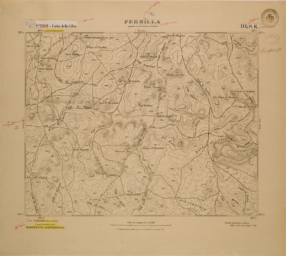 (N:30707) CARTA DELLA LIBIA FOGLIO 1392 III SE FERSILLA (SE004199) Carte e stampe antiche: riproduzione a colori su carta (formato A1)