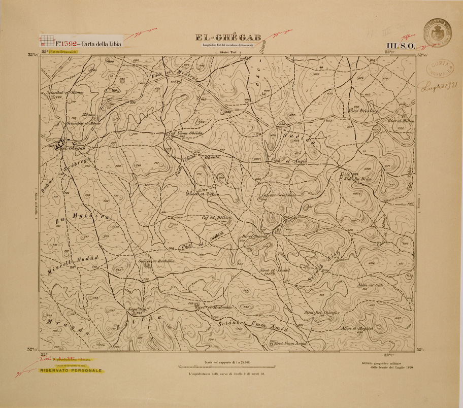 (N:30708) CARTA DELLA LIBIA FOGLIO 1392 III SO  EL GHEGAB (SE004200) Carte e stampe antiche: riproduzione a colori su carta (formato A1)