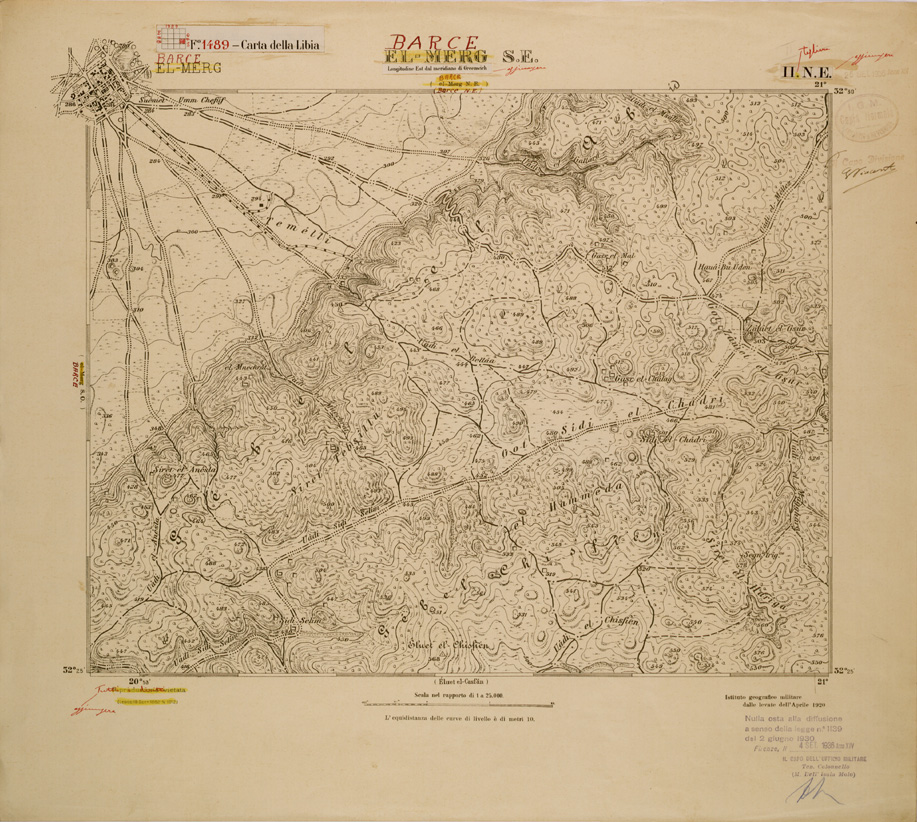 (N:30751) CARTA DELLA LIBIA FOGLIO 1489  II NE  EL MERG SE BARCE (SE004215) Carte e stampe antiche: riproduzione a colori su carta (formato A1)