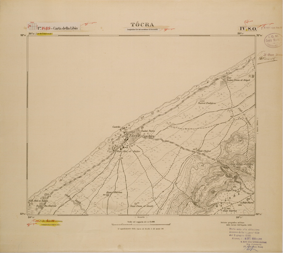(N:30762) CARTA DELLA LIBIA FOGLIO 1489  IV  SO  TOCRA (SE004225) Carte e stampe antiche: riproduzione a colori su carta (formato A1)