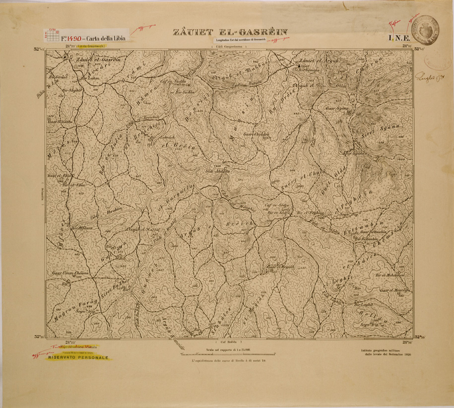 (N:30763) CARTA DELLA LIBIA FOGLIO 1490  I NE ZAUIET EL GASREIN (SE004226) Carte e stampe antiche: riproduzione a colori su carta (formato A1)