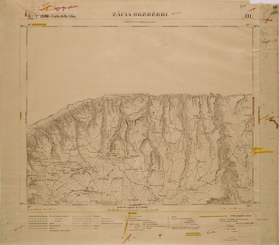 (N:30804) CARTA DELLA LIBIA - FOGLIO 1390 III - ZAUIA GREBERBI (SE004240) Carte e stampe antiche: riproduzione a colori su carta (formato A1)