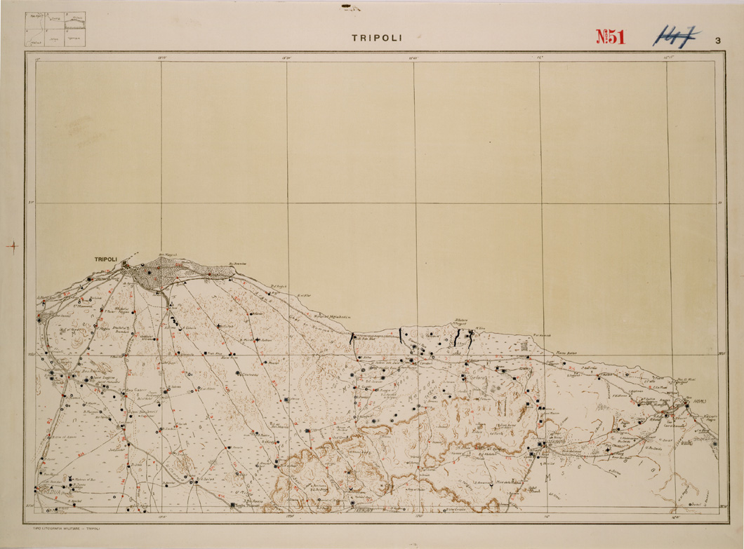 (N:30361) SCHIZZO DIMOSTRATIVO DELLA TRIPOLITANIA NORD-OCCIDENTALE - TRIPOLI. (SE004391) Carte e stampe antiche: riproduzione a colori su carta (formato A1)