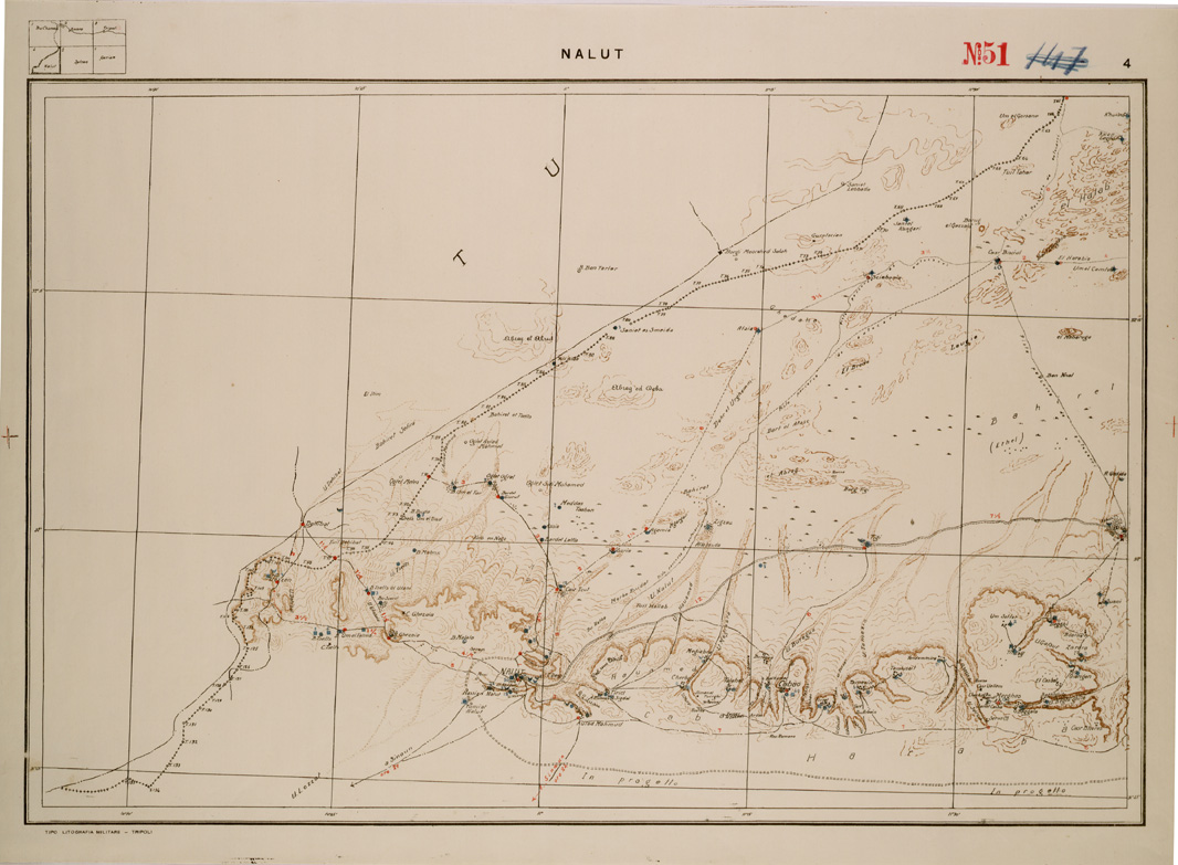 (N:30362) SHIZZO DIMOSTRATIVO DELLA TRIPOLITANIA NORD-OCCIDENTALE - NALUT. (SE004392) Carte e stampe antiche: riproduzione a colori su carta (formato A1)