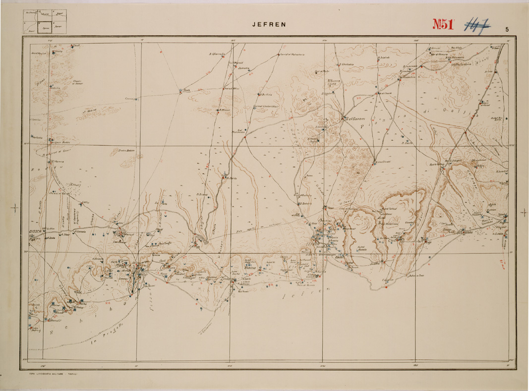 (N:30363) SCHIZZO DIMOSTRATIVO DELLA TRIPOLITANIA NORD-OCCIDENTALE - JEFREN. (SE004393) Carte e stampe antiche: riproduzione a colori su carta (formato A1)