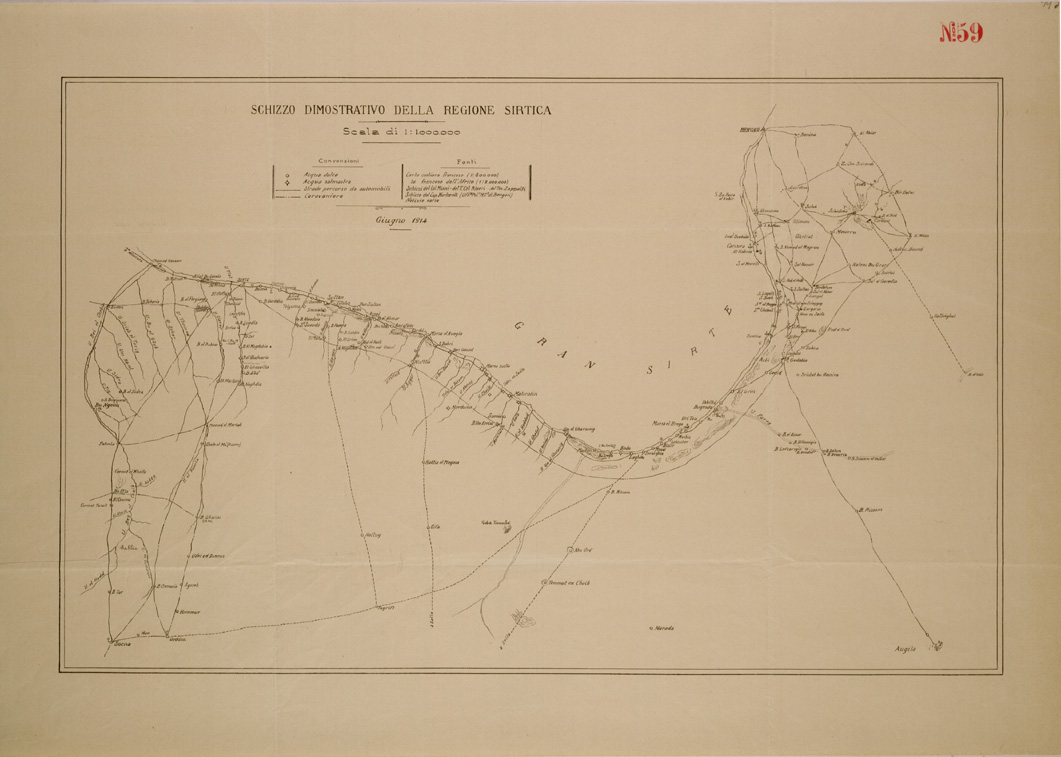 (N:30377) SCHIZZO DIMOSTRATIVO DELLA REGIONE SIRTICA. (SE004412) Carte e stampe antiche: riproduzione a colori su carta (formato A1)