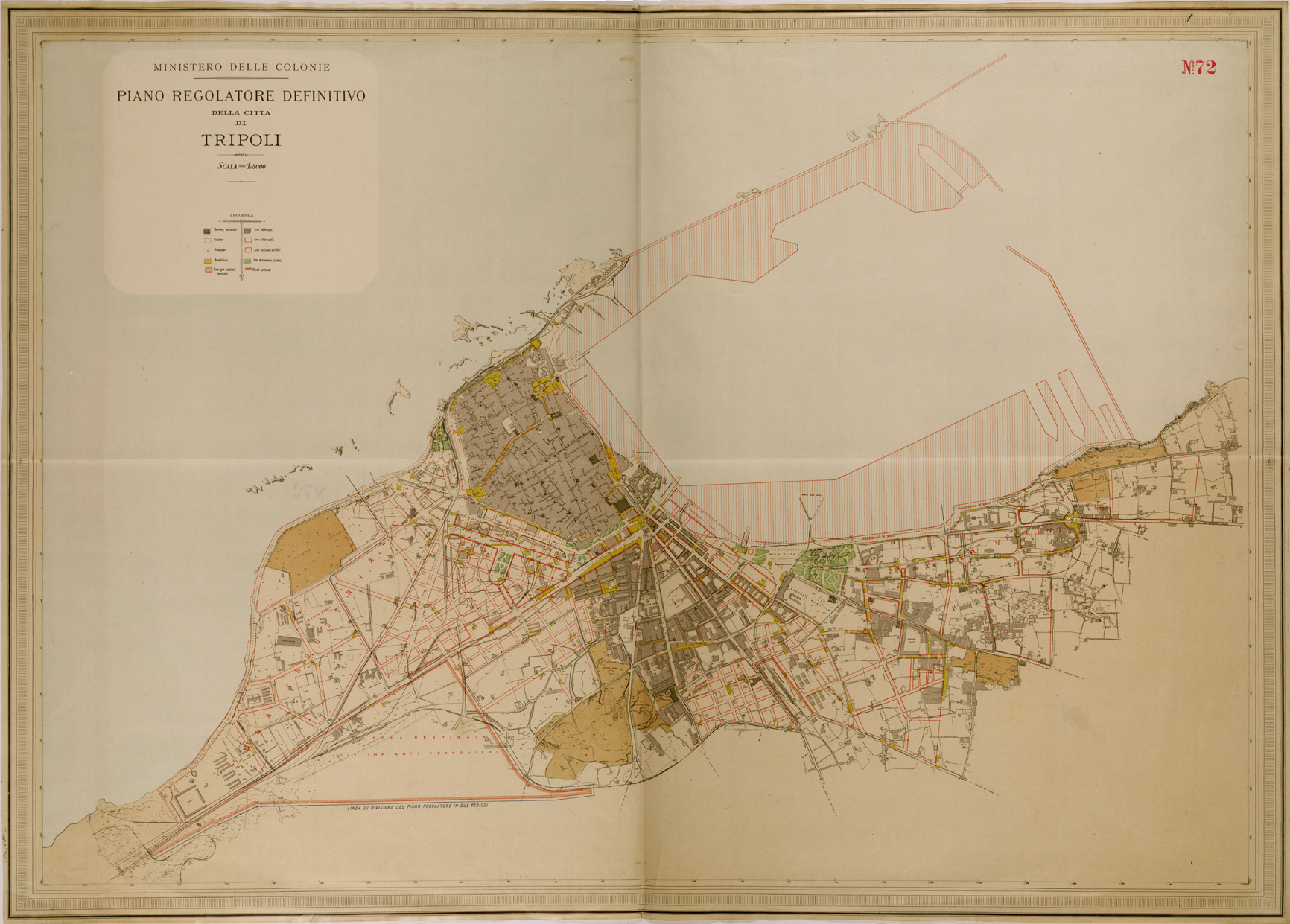 (N:30400) PIANO REGOLATORE DEFINITIVO DELLA CITTA' DI TRIPOLI - PARTE 1-2. (SE004436) Carte e stampe antiche: riproduzione a colori su carta (formato A1)