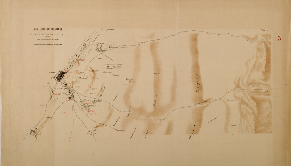 (N:30418) DINTORNI DI BENGASI RILIEVO SPEDITIVO COL SESTANTE. (SE004455) Carte e stampe antiche: riproduzione a colori su carta (formato A1)