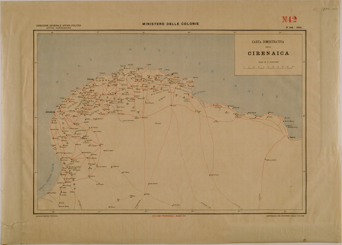 (N:30497) CARTA DIMOSTRATIVA DELLA CIRENAICA. (SE004525) Carte e stampe antiche: riproduzione a colori su carta (formato A1)