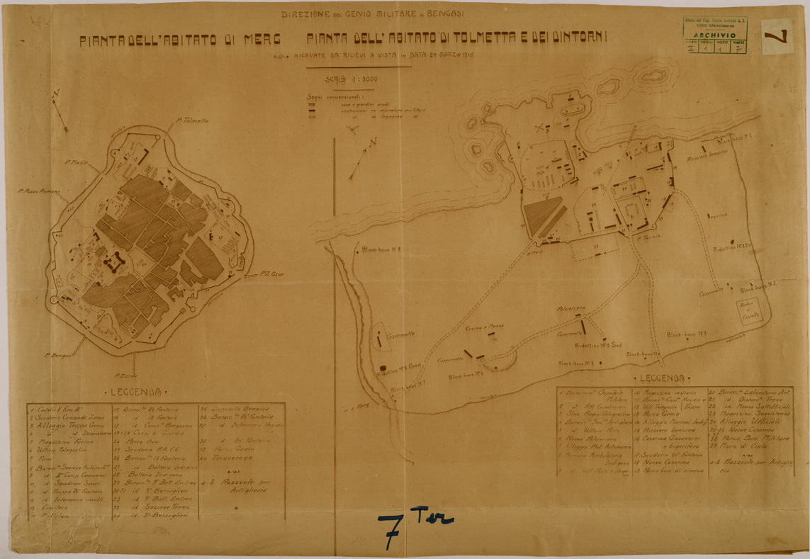 (N:30518) PIANTA DELL'ABITATO DI MERG - PIANTA DELL'ABITATO DI TOLMETTA E DINTORNI. (SE004547) Carte e stampe antiche: riproduzione a colori su carta (formato A1)
