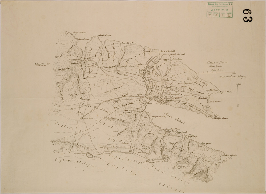 (N:30585) PIAZZA DI TOBRUK. (SE004599) Carte e stampe antiche: riproduzione a colori su carta (formato A1)