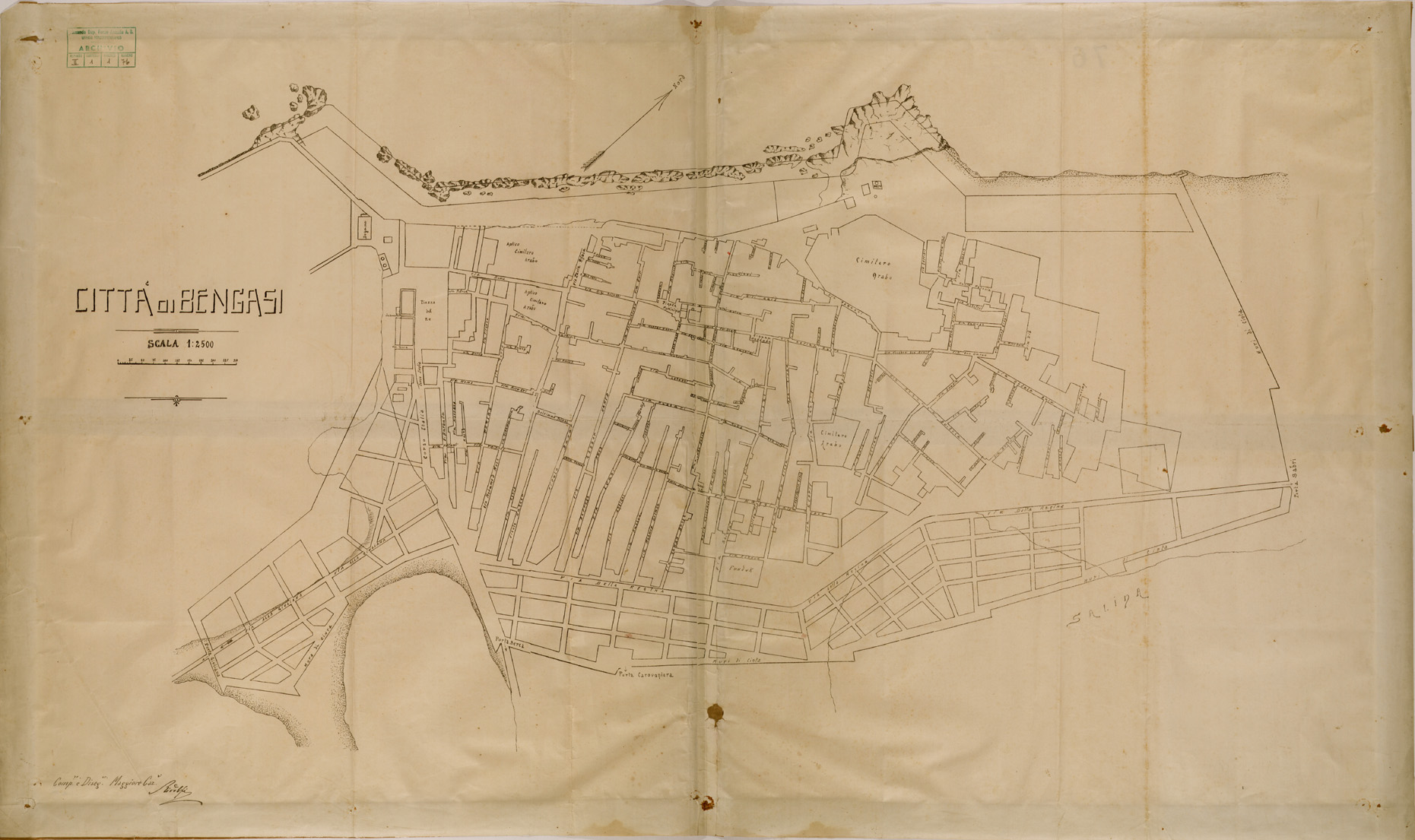 (N:30654) CITTA' DI BENGASI. (SE004670) Carte e stampe antiche: riproduzione a colori su carta (formato A1)