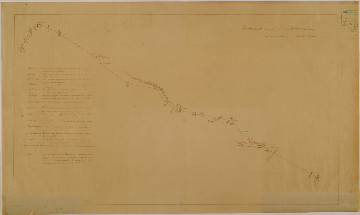 (N:30985) ITINERARIO DA TINFUSCIAI A UAU EL GHEBIR. (SE004855) Carte e stampe antiche: riproduzione a colori su carta (formato A1)