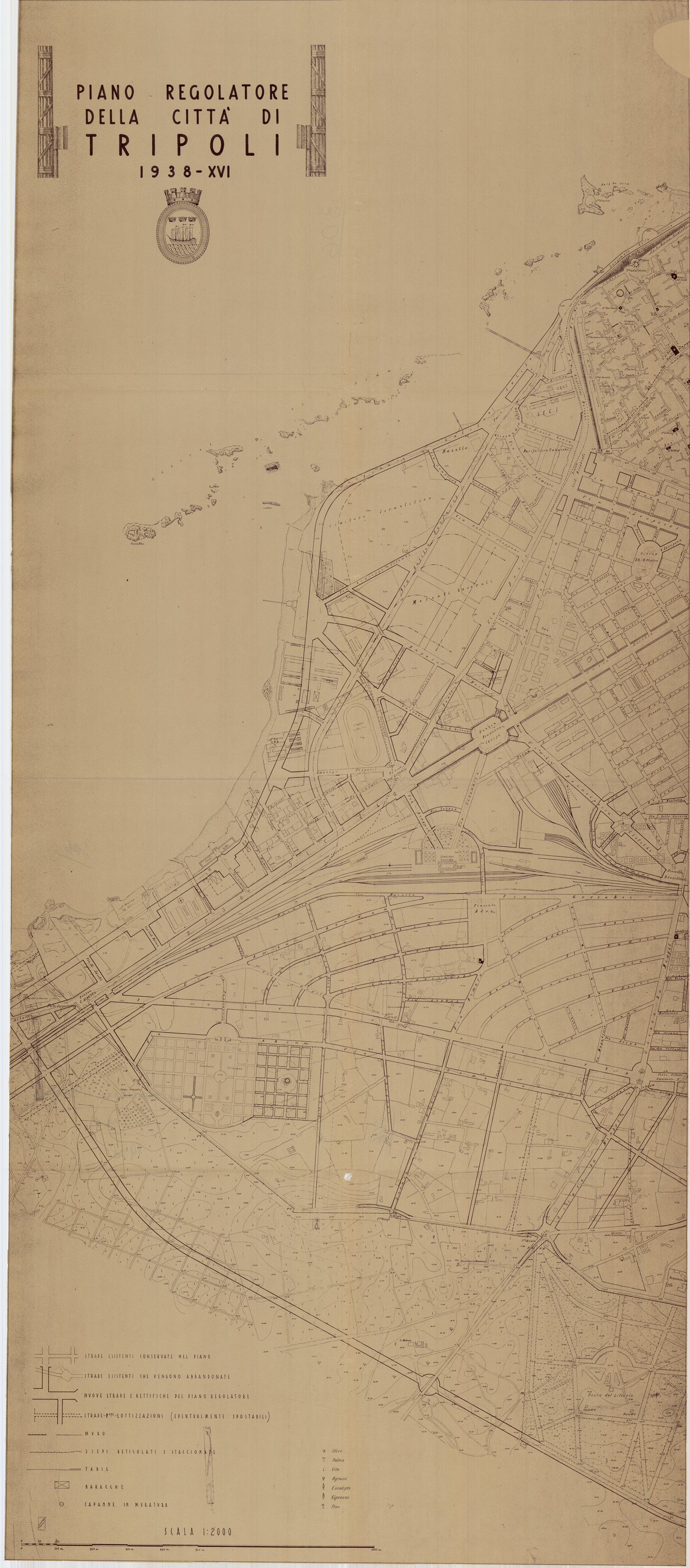 (N:30922) PIANO REGOLATORE DI TRIPOLI TAVOLA 1 (SE004911) Carte e stampe antiche: riproduzione a colori su carta (formato A1)