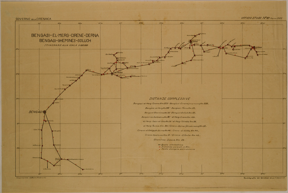(N:31024) BENGASI - EL MERG - CIRENE - DERNA - BENGASI - GHEMINES - SOLUCH. (SE005000) Carte e stampe antiche: riproduzione a colori su carta (formato A1)