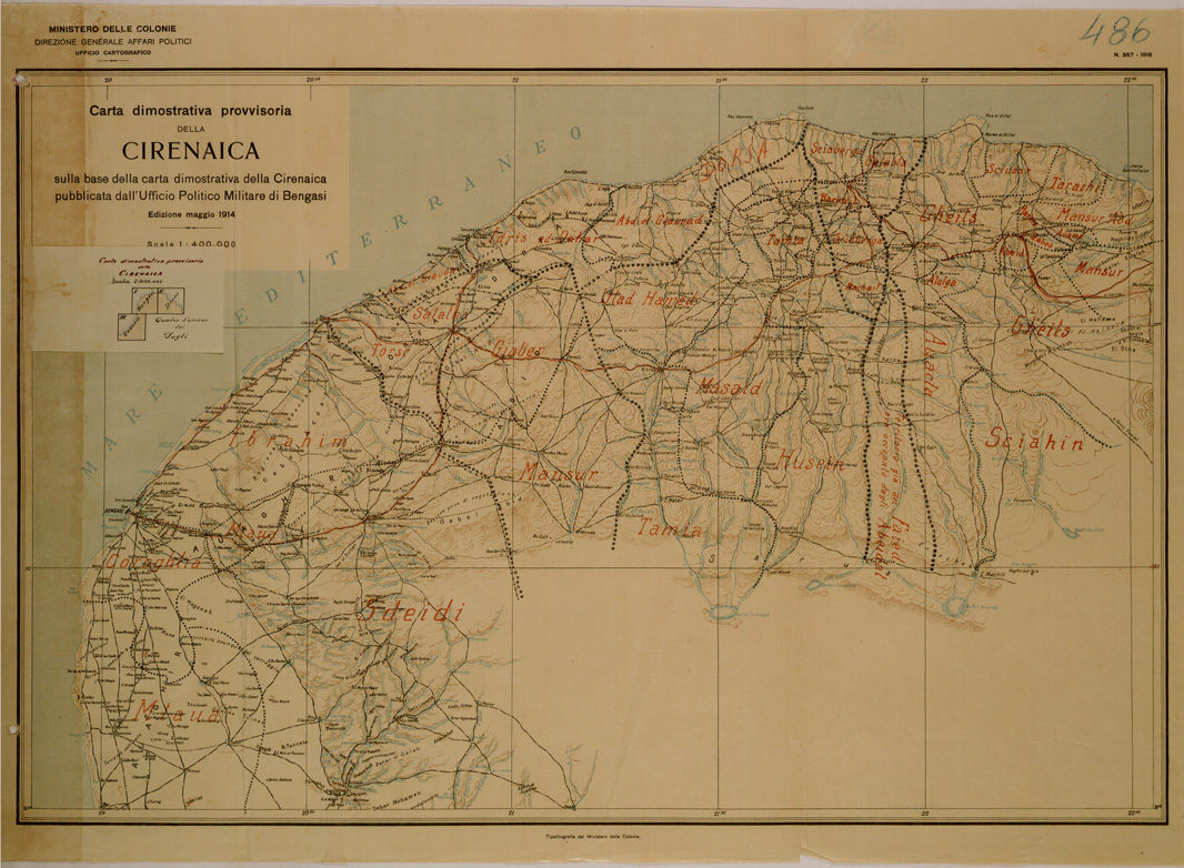 (N:31135) CIRENAICA CARTA DIMOSTRATIVA PROVVISORIA BENGASI FOGLIO I (SE005080) Carte e stampe antiche: riproduzione a colori su carta (formato A1)