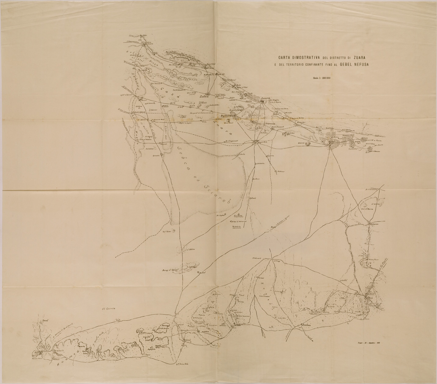 (N:31221) CARTA DIMOSTRATIVA ZUARA GEBEL NEFUSA (SE005127) Carte e stampe antiche: riproduzione a colori su carta (formato A1)