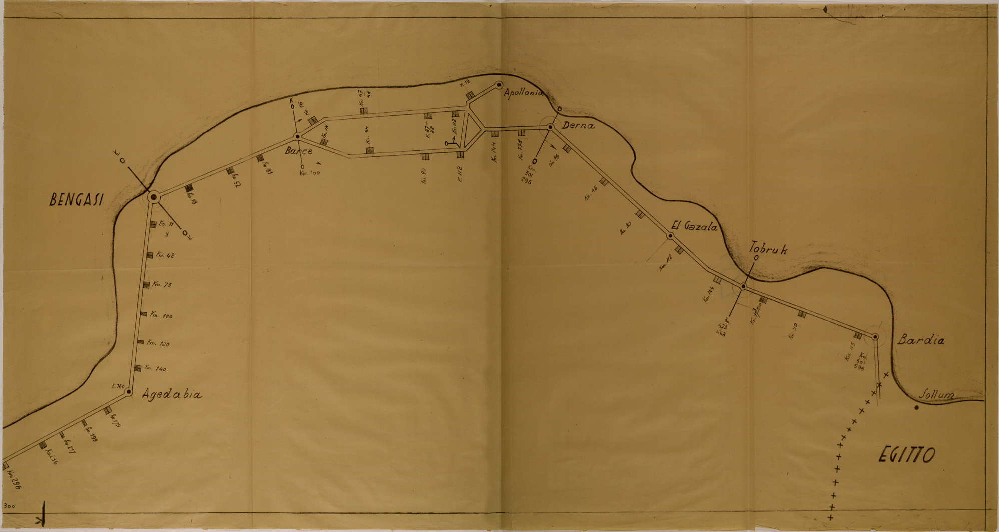 (N:31116) STRADA LITORANEA LIBICA - DISLOCAZIONE CASE CANTONIERE - CARTA 2. (SE005211) Carte e stampe antiche: riproduzione a colori su carta (formato A1)