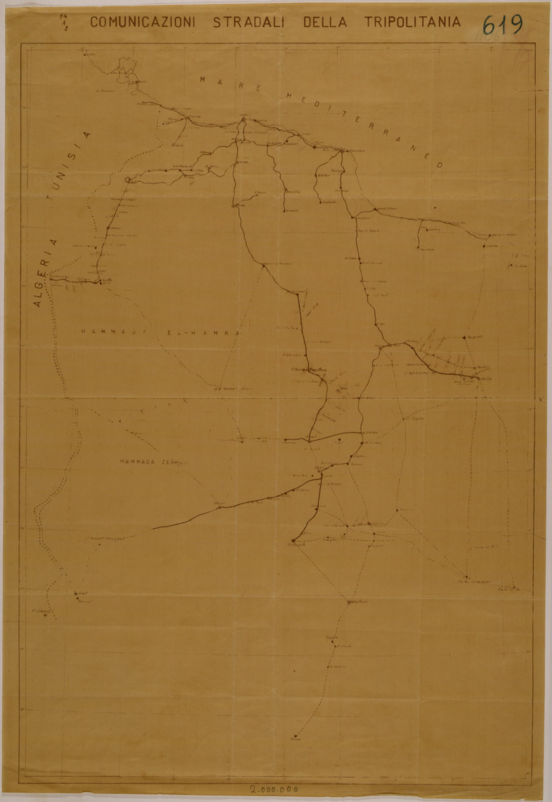 (N:31127) COMUNICAZIONI STRADALI DELLA TRIPOLITANIA. (SE005229) Carte e stampe antiche: riproduzione a colori su carta (formato A1)