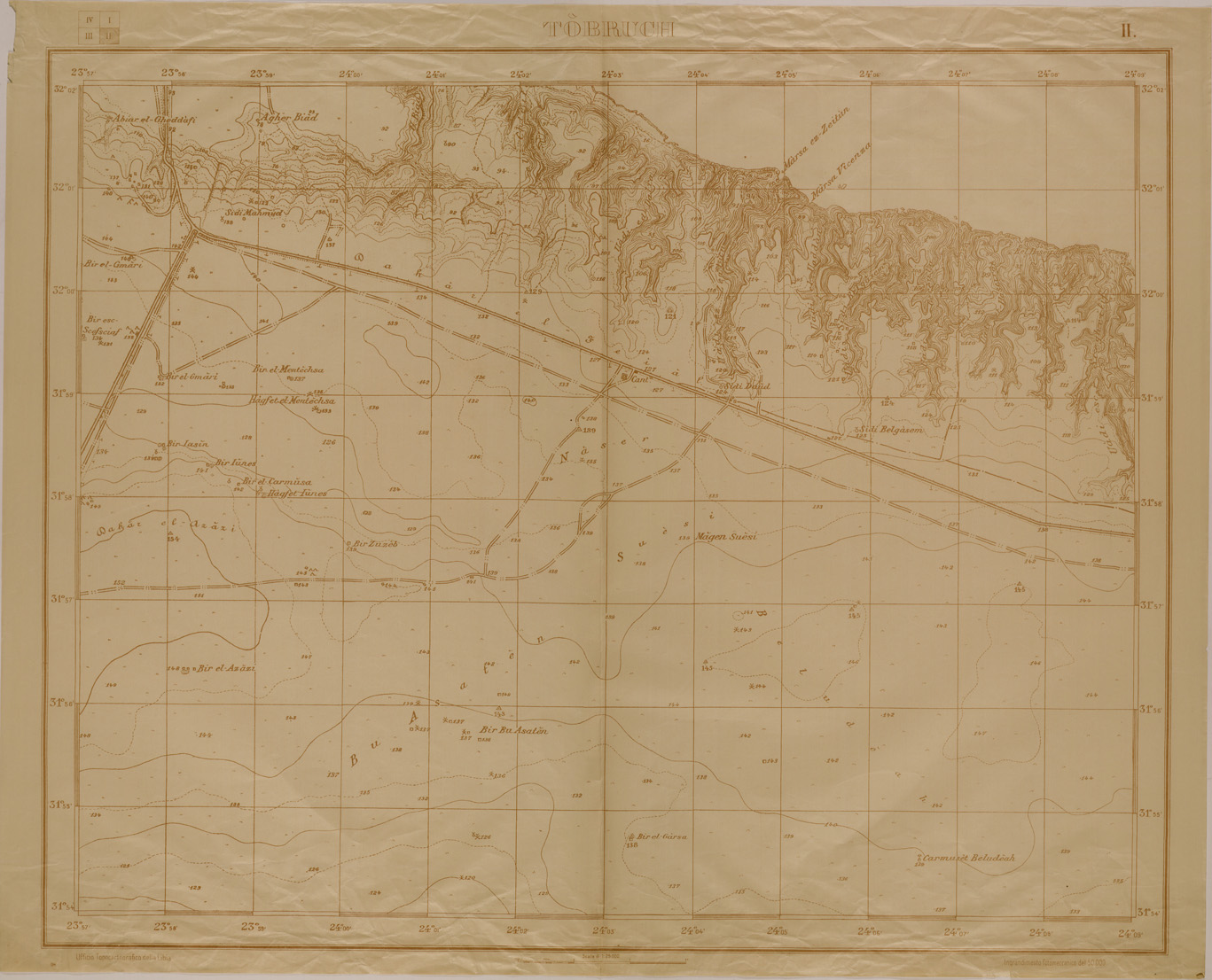 (N:31147) TOBRUCH E DINTORNI - FOGLIO II. (SE005247) Carte e stampe antiche: riproduzione a colori su carta (formato A1)