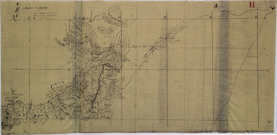 (N:31284) ITINERARIO CUFRA - REBIANA - HOSENOFU - OZU. (SE005318) Carte e stampe antiche: riproduzione a colori su carta (formato A1)