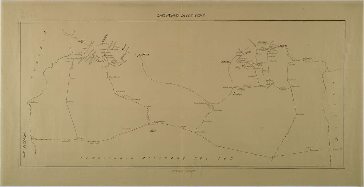 (N:31328) CIRCONDARI DELLA LIBIA. (SE005366) Carte e stampe antiche: riproduzione a colori su carta (formato A1)