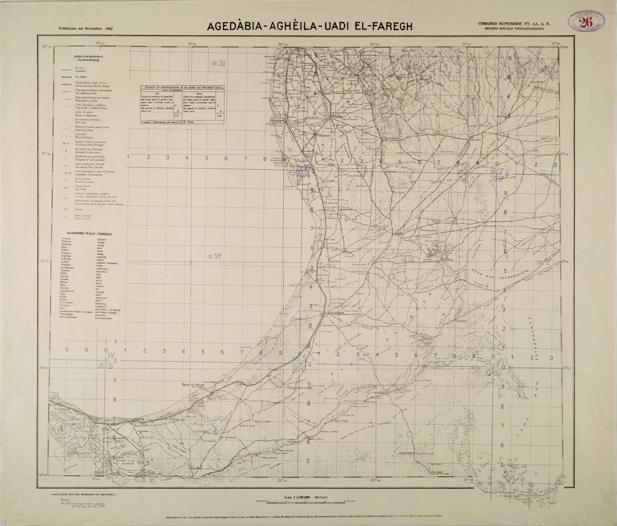 (N:31336) AGEDABIA - AGHEILA - UADI EL FAREGH. (SE005378) Carte e stampe antiche: riproduzione a colori su carta (formato A1)