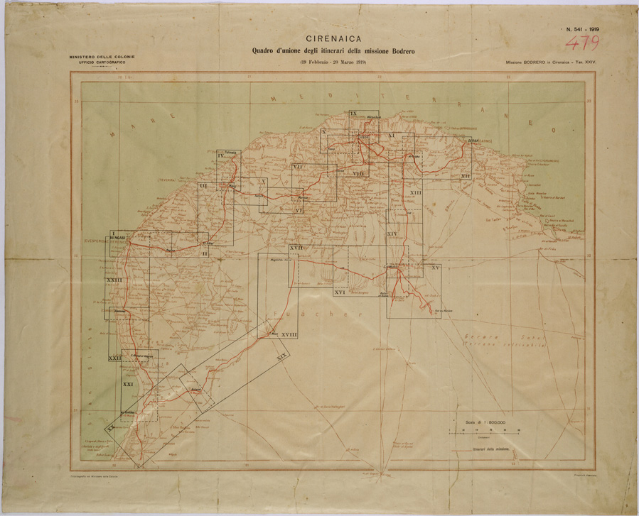 (N:31338) MISSIONE BODRERO - QUADRO D'UNIONE. (SE005380) Carte e stampe antiche: riproduzione a colori su carta (formato A1)