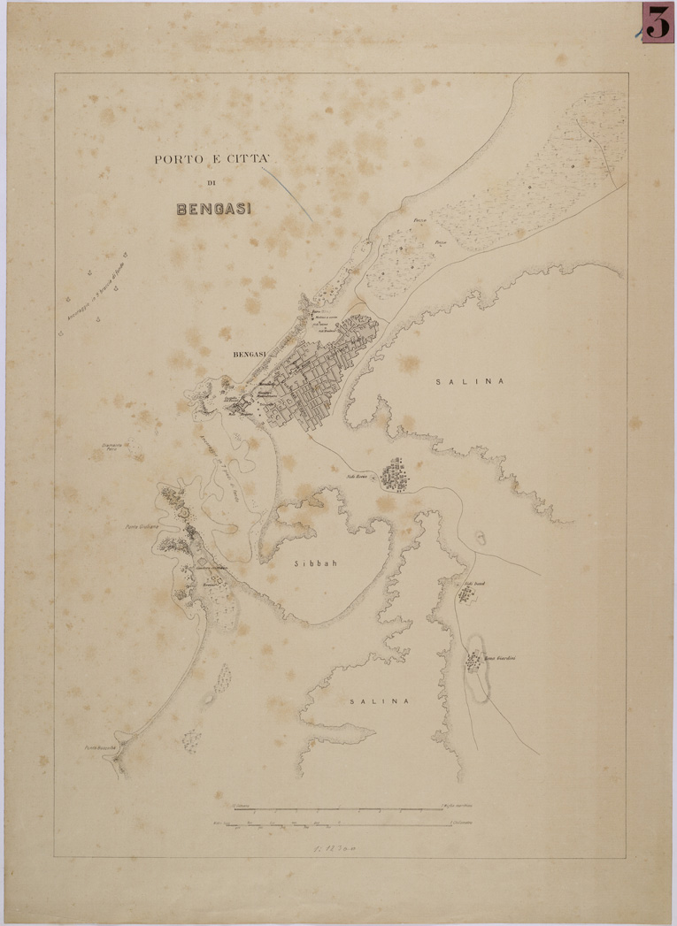 (N:31347) PORTO E CITTA' DI BENGASI. (SE005390) Carte e stampe antiche: riproduzione a colori su carta (formato A1)