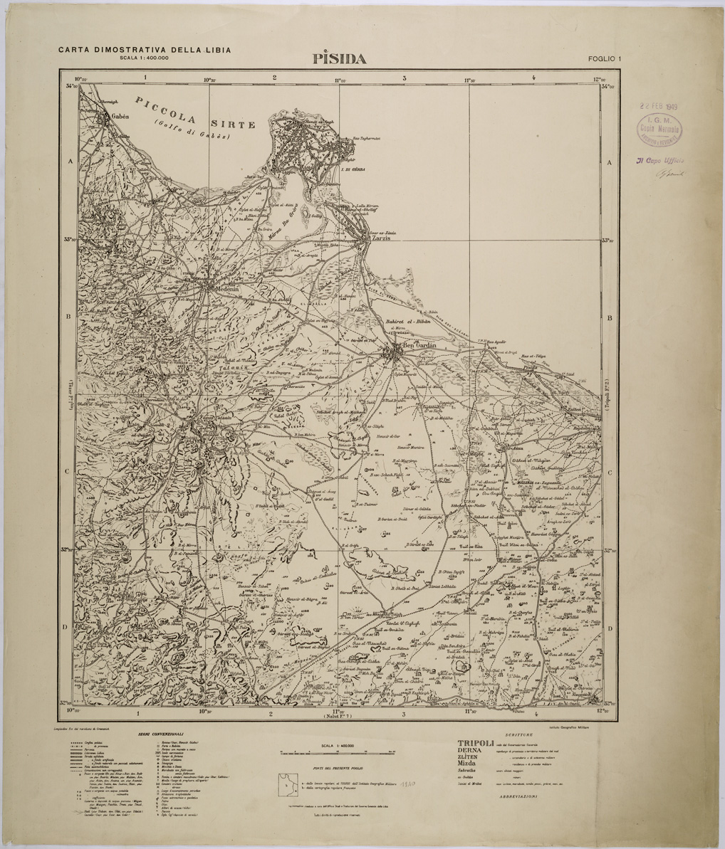 (N:31356) LIBIA - FOGLIO 1 - PISIDA. (SE005412) Carte e stampe antiche: riproduzione a colori su carta (formato A1)