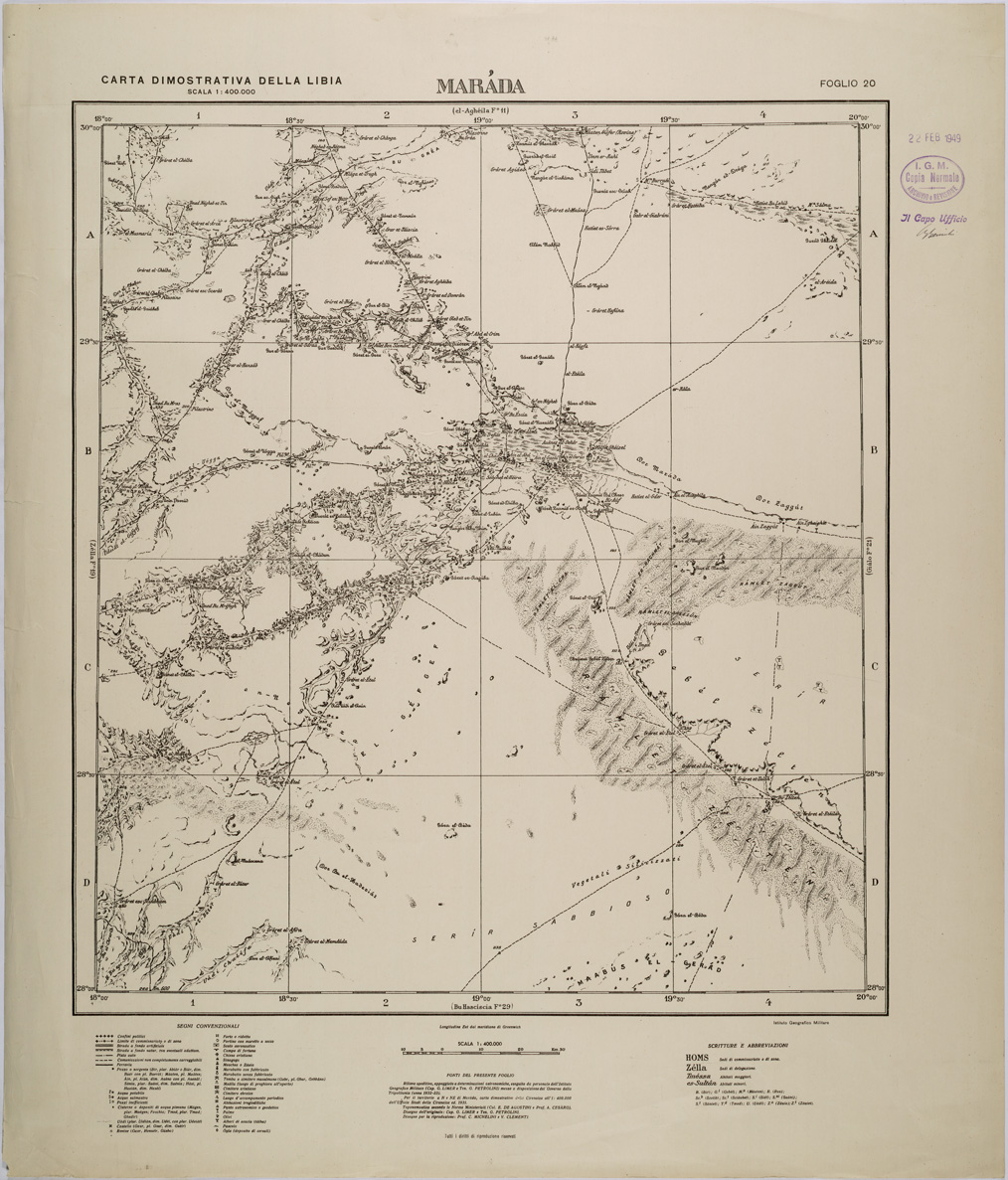 (N:31376) LIBIA - FOGLIO 20 - MARADA. (SE005432) Carte e stampe antiche: riproduzione a colori su carta (formato A1)