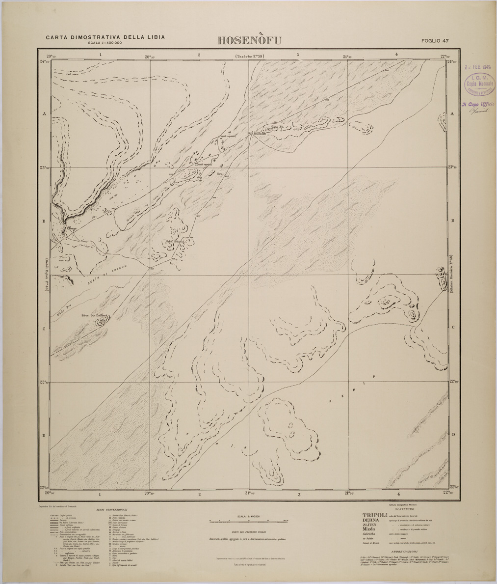 (N:31396) LIBIA - FOGLIO 47 - HOSENOFU. (SE005453) Carte e stampe antiche: riproduzione a colori su carta (formato A1)