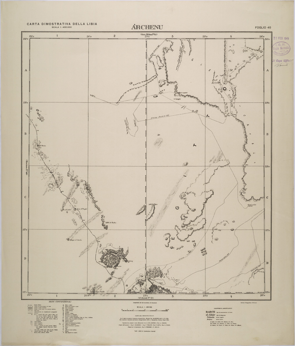 (N:31397) LIBIA - FOGLIO 48 - ARCHENU. (SE005455) Carte e stampe antiche: riproduzione a colori su carta (formato A1)