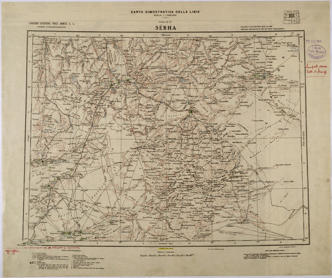 (N:31404) CARTA DIMOSTRATIVA - FOGLIO 5 - SEBHA. (SE005461) Carte e stampe antiche: riproduzione a colori su carta (formato A1)