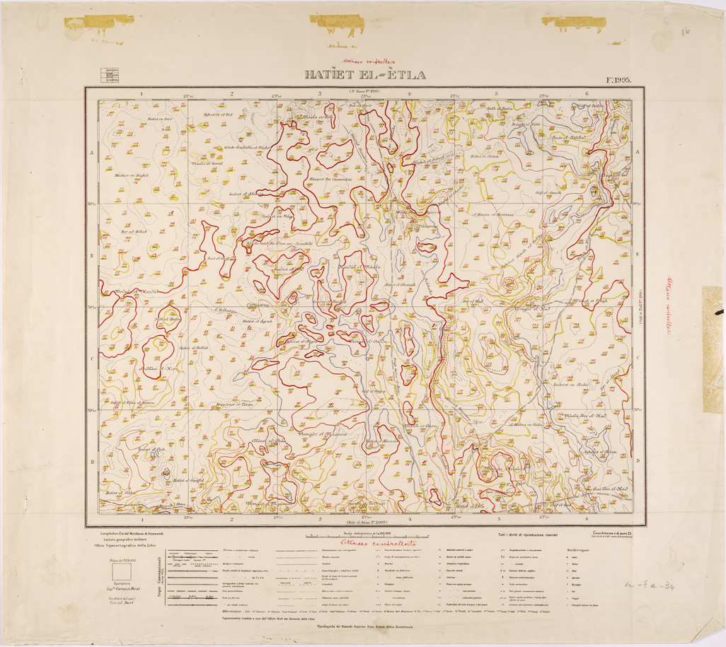 (N:31417) CONTROLLO E REVISIONE CURVE E QUOTE - FOGLIO 1897 - HARIET EL ETLA. (SE005473) Carte e stampe antiche: riproduzione a colori su carta (formato A1)